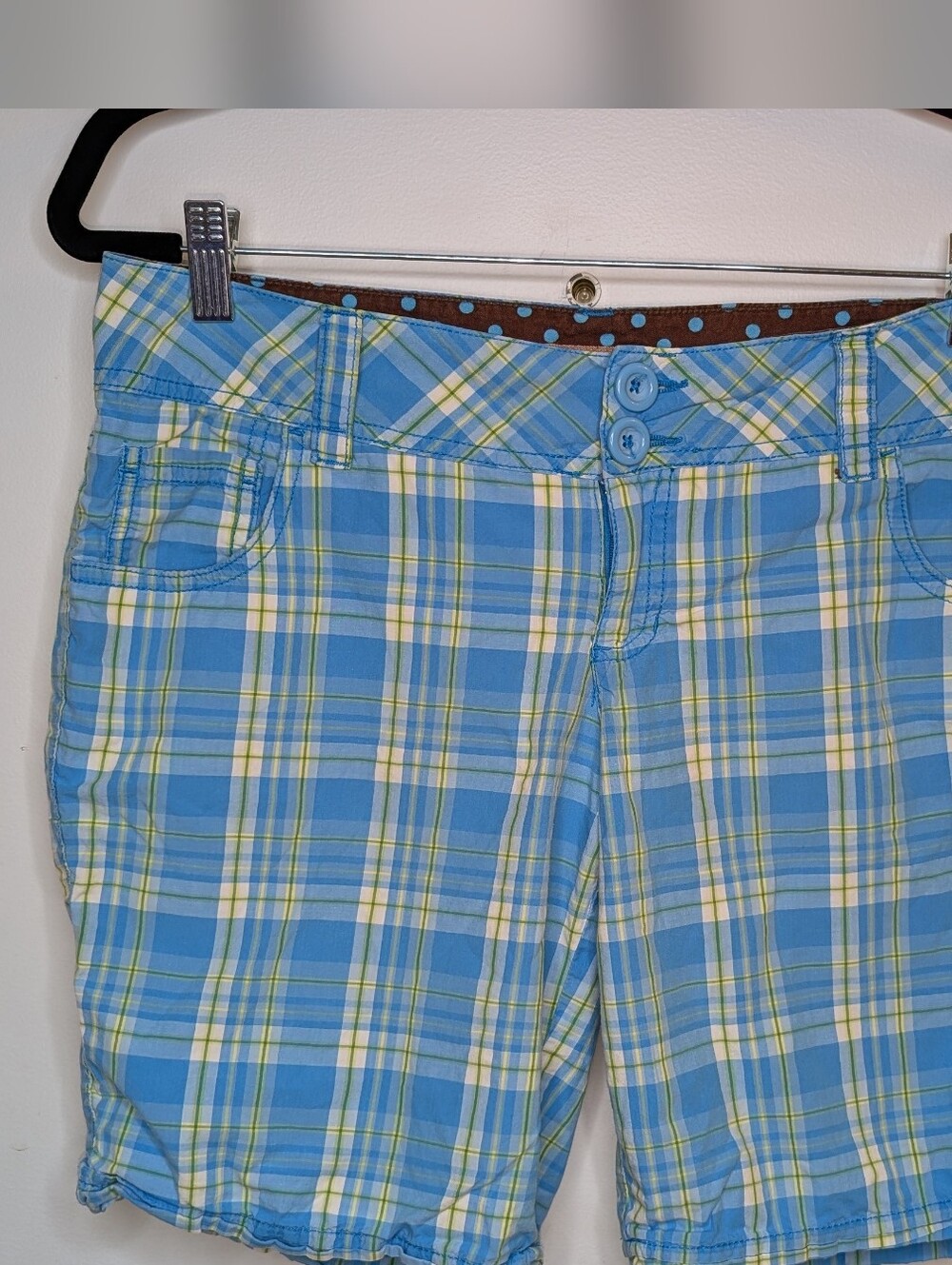 Y2K NOBO Brown Fabric Label with Blue Polka Dots